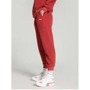Puma Fleece Sherpa Jogger Sweatpants Red Pockets Thick Winter Athletic Women‎ L